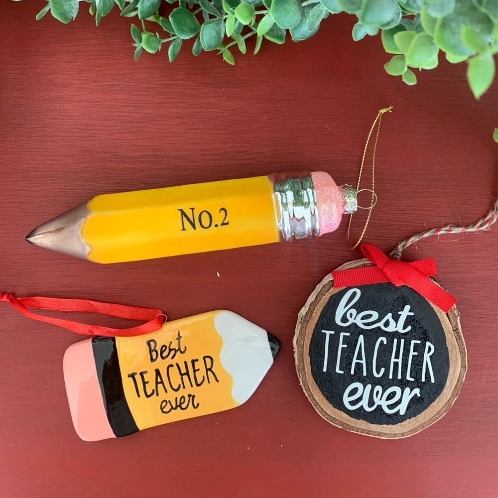 Lot of Three Teacher Christmas Ornaments